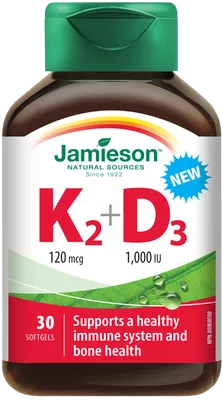 JAMIESON Vitamíny K2 120 µg a D3 1000 IU 30 kapsúl
