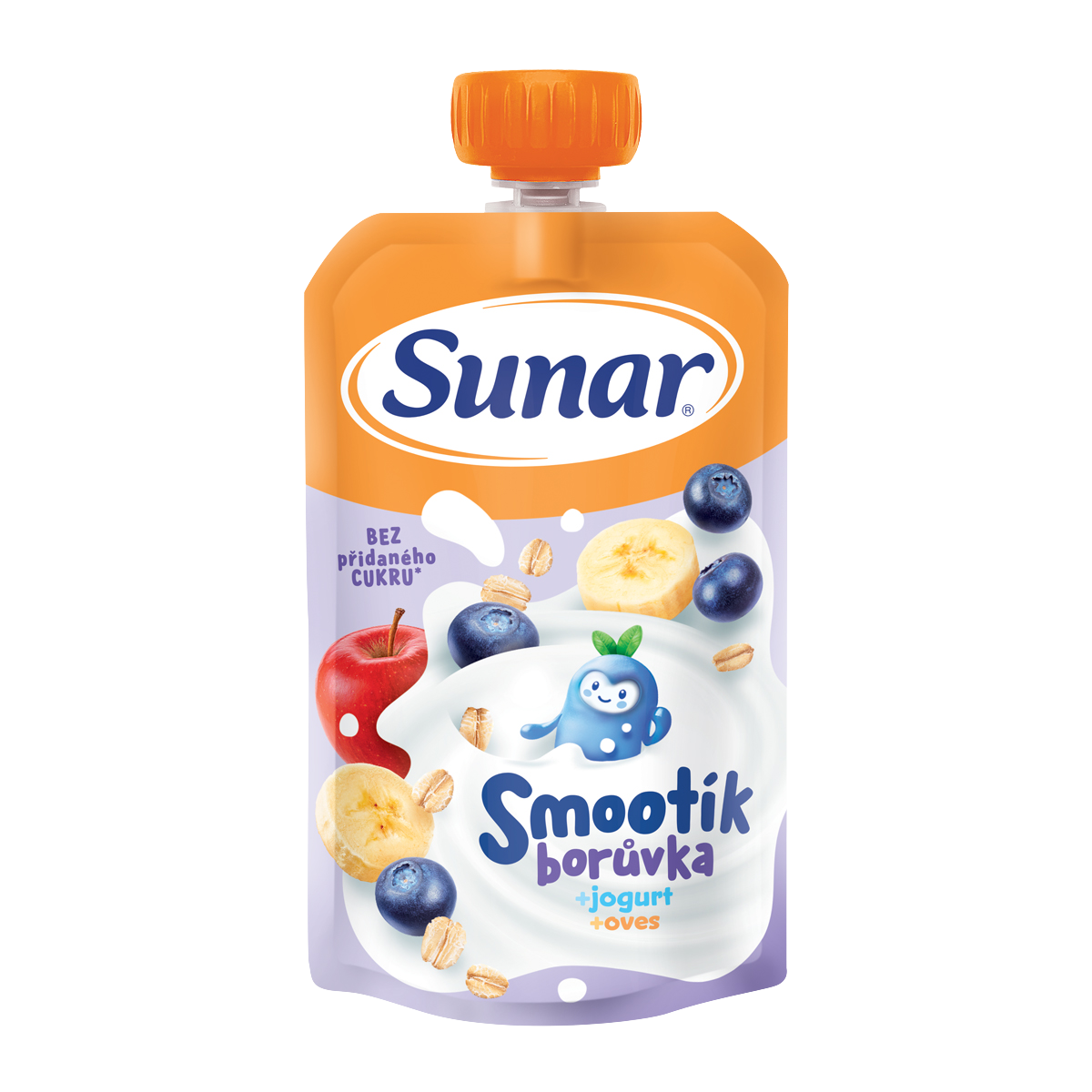 Fotografie SUNAR Smootík dětská kapsička borůvka, jogurt, ovesné vločky 12m+ 120 g