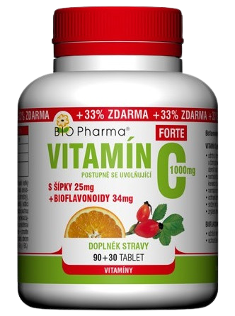 BIO PHARMA Vitamín C so šípkami 1000 mg FORTE 120 tablet kúpite na Pilulka.sk