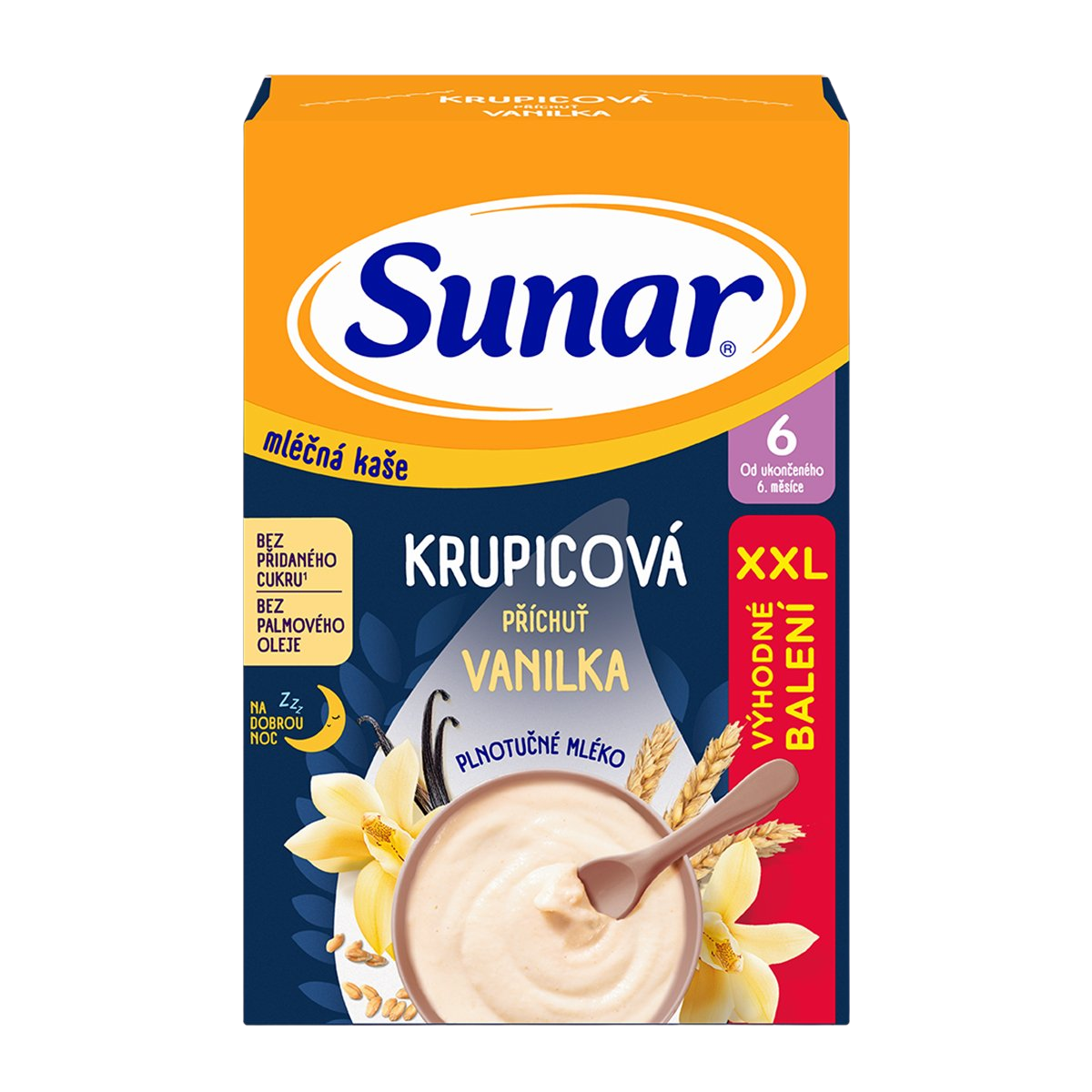 SUNAR Mliečna krupicová kaša vanilka na dobrú noc 6m+ 340 g kúpite na Pilulka.sk