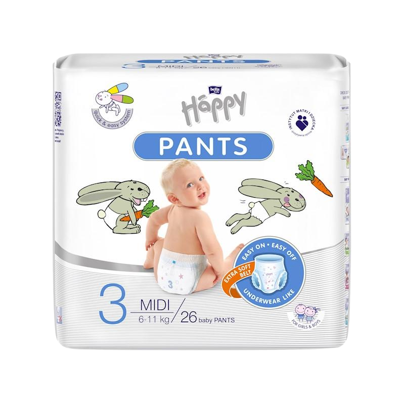 BELLA HAPPY Baby pants nohavičkové plienky Midi 6 - 11 kg 26 kusov