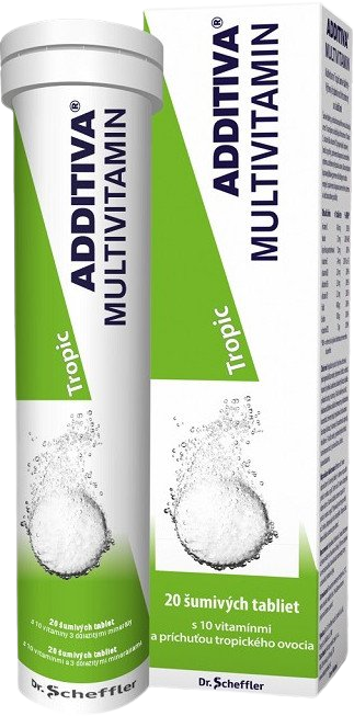 ADDITIVA Multivitamín tropické ovocie 20 šumivých tabliet kúpite na Pilulka.sk
