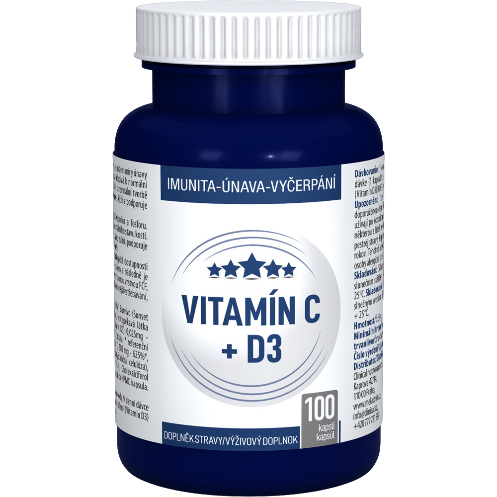 Clinical Vitamín C + D3 100 kapslí