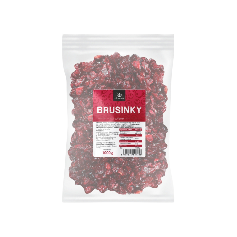 Allnature Brusnice sušené sušené ovocie nesírené 1000 g kúpite na Pilulka.sk