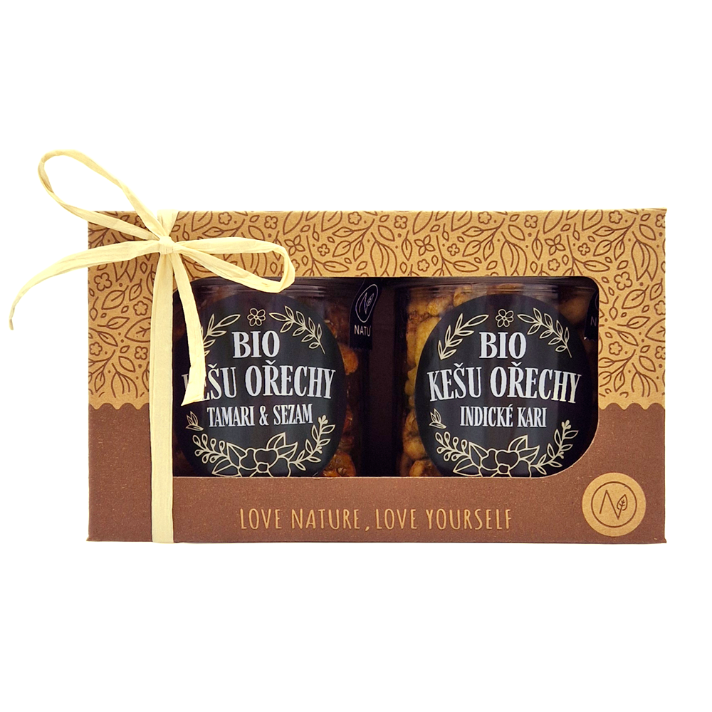 NATU Darčekový set BIO kešu orechov deluxe I., 2 x 160 g