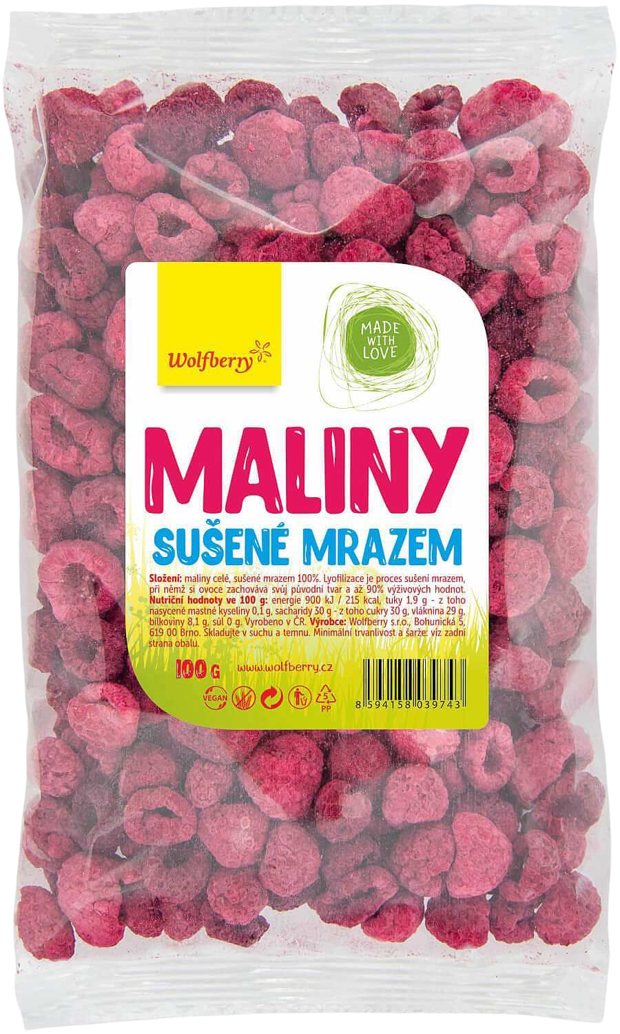 Wolfberry Maliny lyofilizované mrazom sušené ovocie 100 g