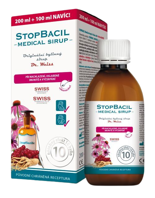 Dr.Weiss STOPBACIL Medical sirup bylinný sirup pri chrípke a prechladnutí 300 ml kúpite na Pilulka.sk