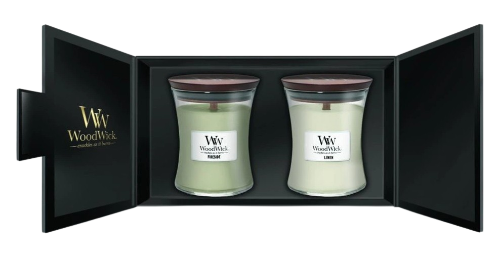 WOODWICK dárkový set 2× střední svíčka