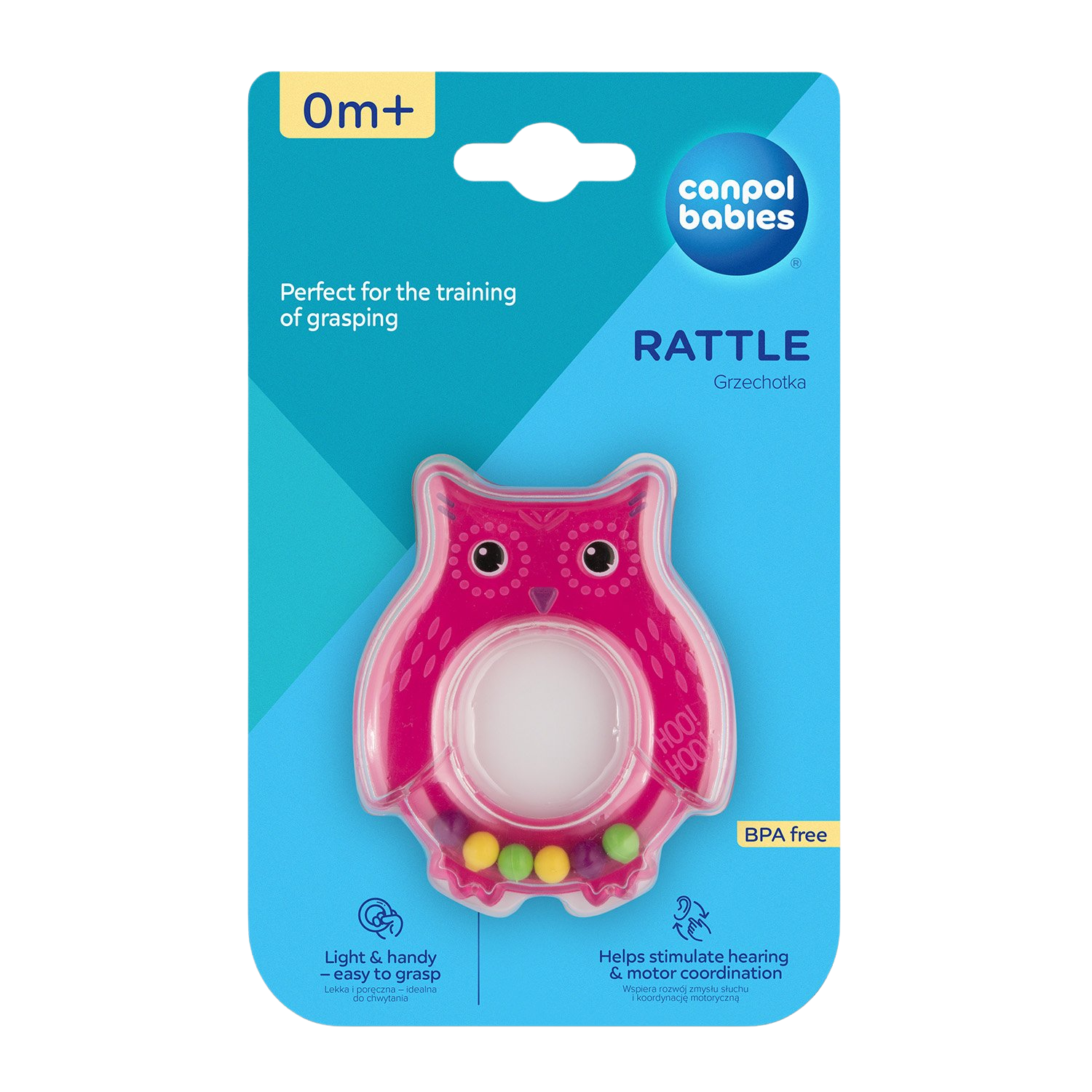 CANPOL BABIES Hrkálka sova ružová