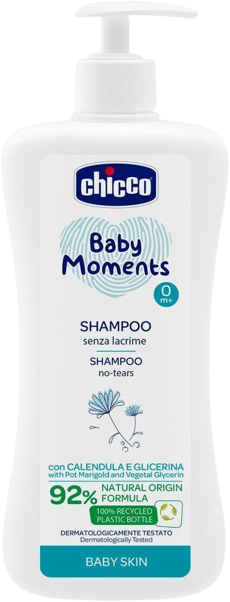 Chicco Šampón na vlasy s dávkovačom Baby Moments 92 % prírodných zložiek 500 ml