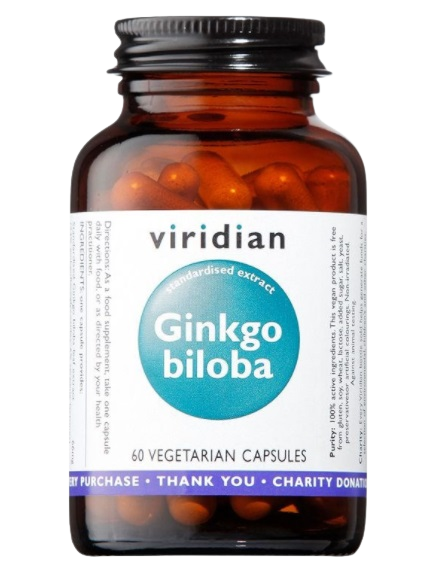 Viridian Nutrition Ginkgo Biloba vegetariánske kapsuly na podporu pamäti a koncentrácie 60 cps