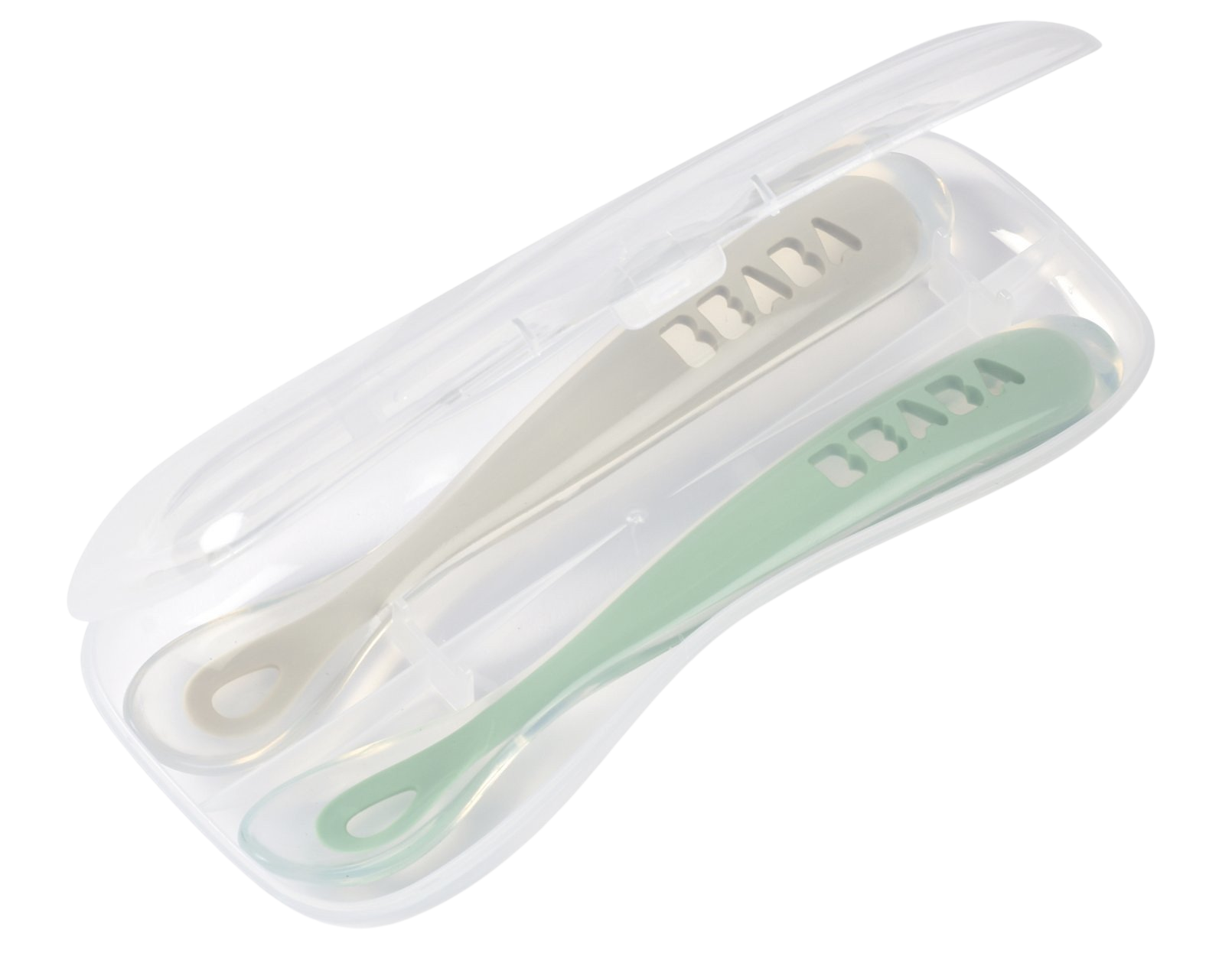 BEABA Prvá lyžička silikónová s puzdrom Grey 2 ks