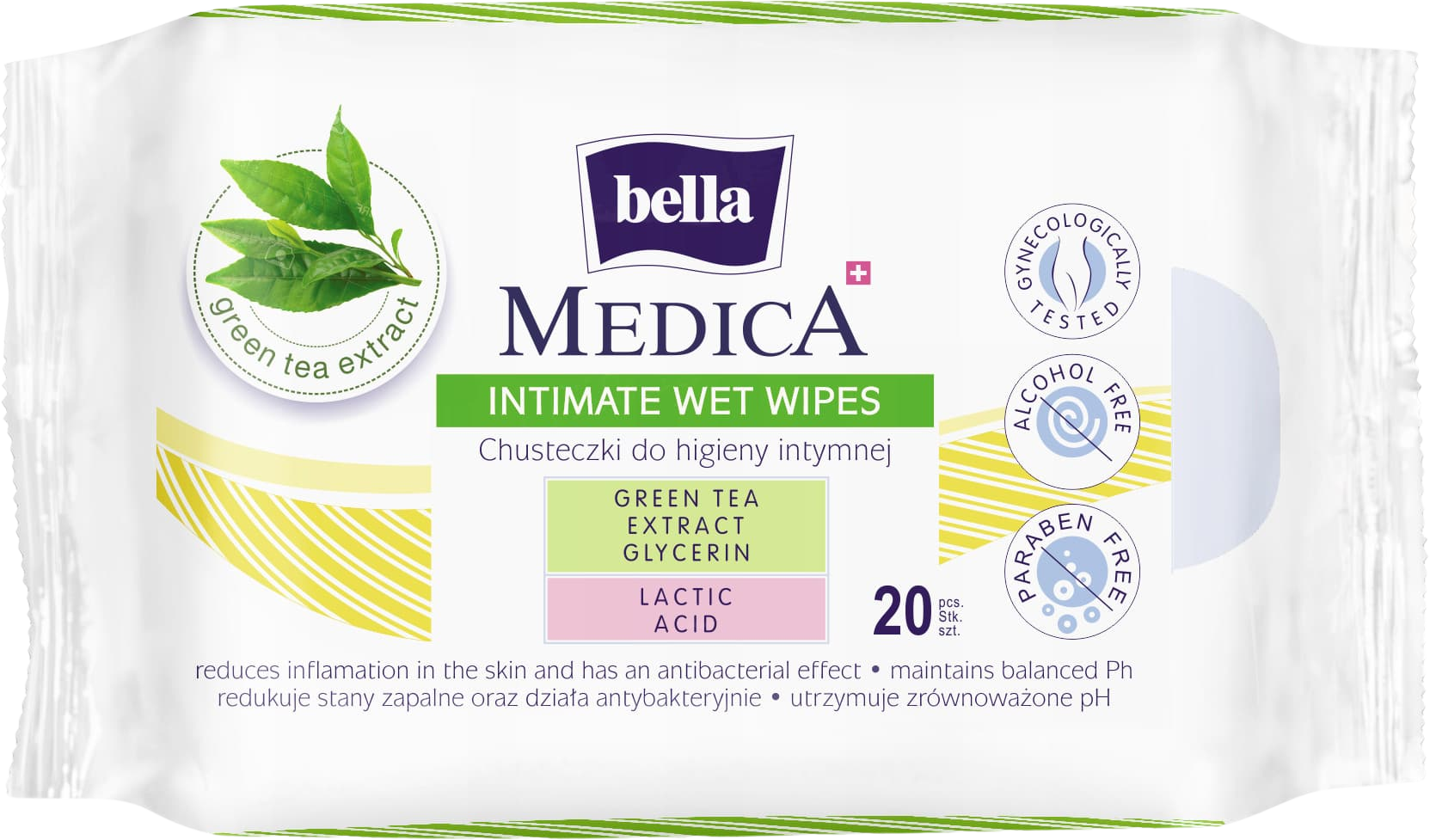 BELLA Medica Green Tea Extract vlhčené obrúsky na intímnu hygienu 20 ks kúpite na Pilulka.sk