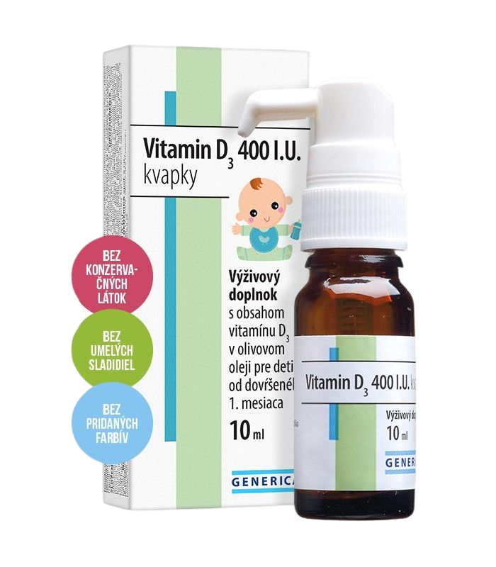 Generica Vitamin D3 400 I.U. kvapky 10 ml kúpite na Pilulka.sk