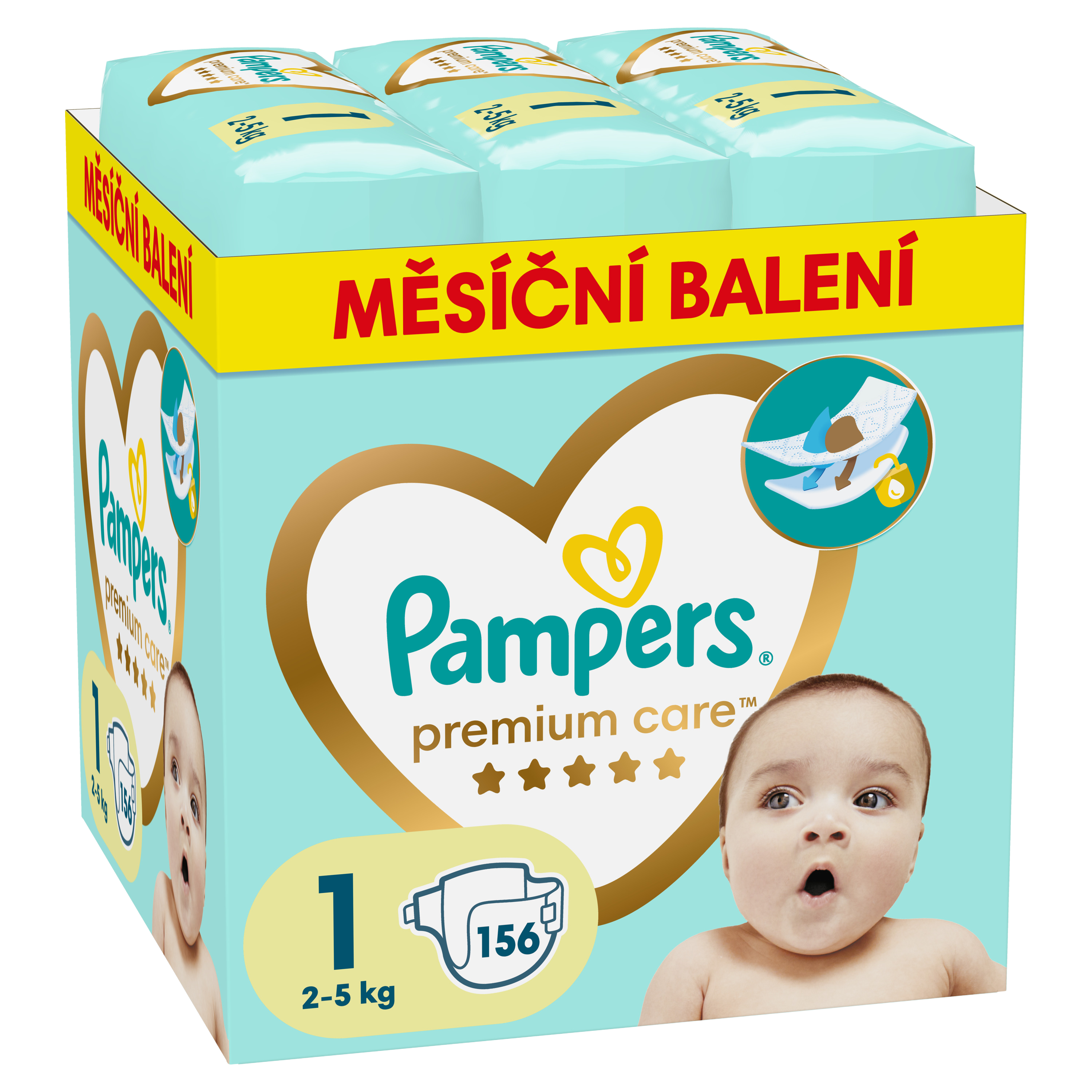 Pampers Premium care plenky, vel. 1, 2kg-5kg, 156 ks