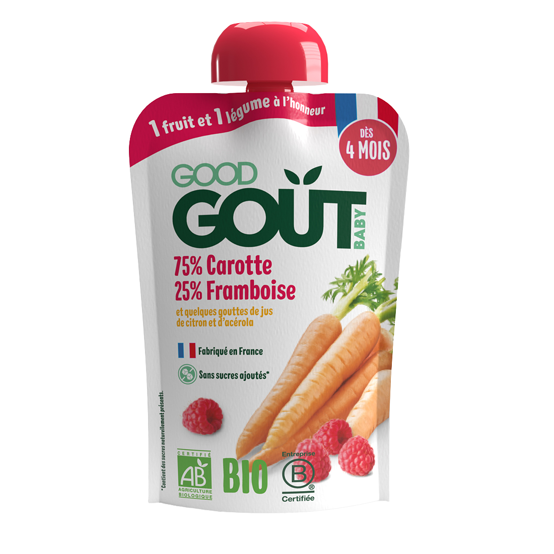 Good Gout Mrkev s malinami BIO 120g 4M+ koupíte na Pilulka.cz