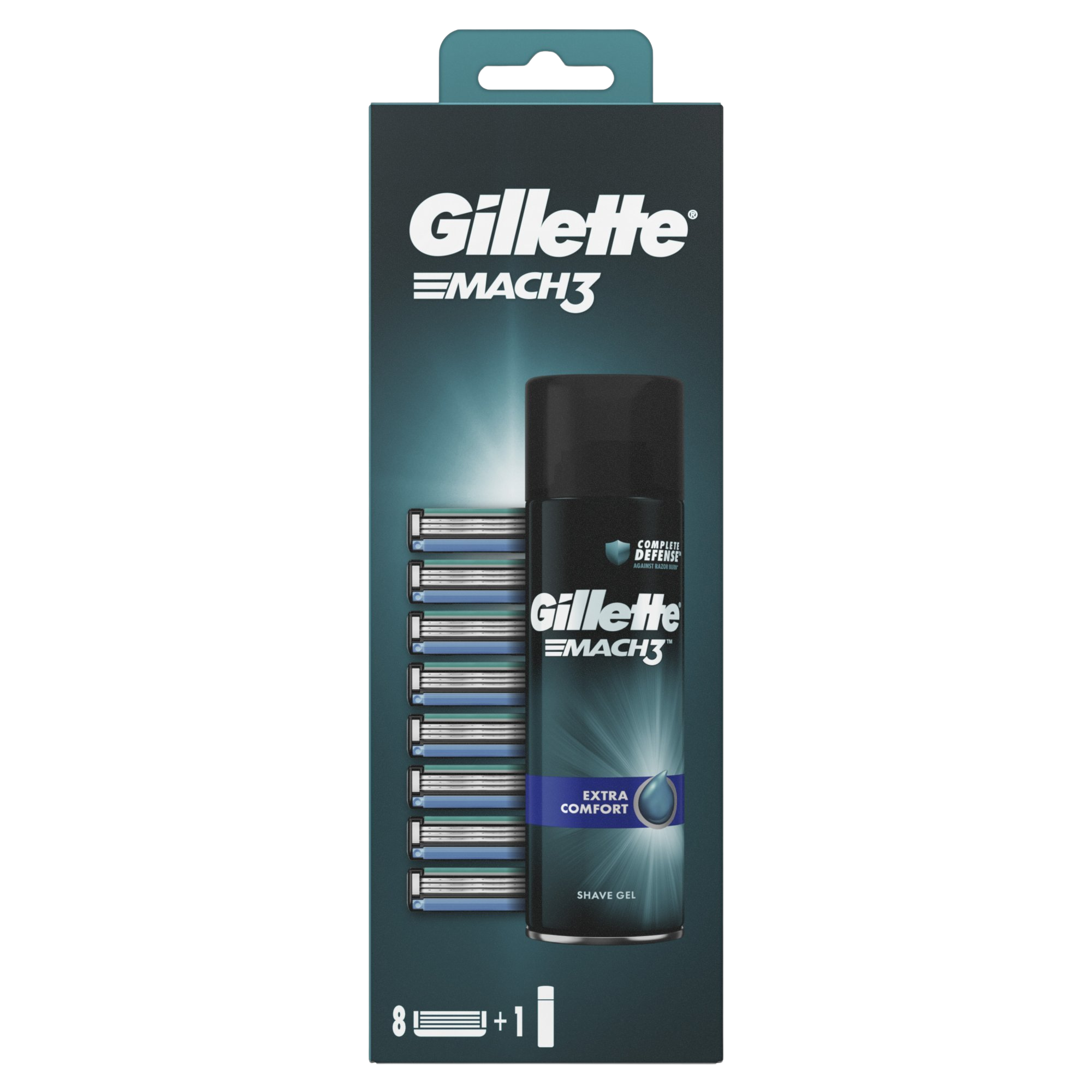 GILLETTE Mach3 náhradne hlavice 8ks + Mach3 Sensitive gél 200ml