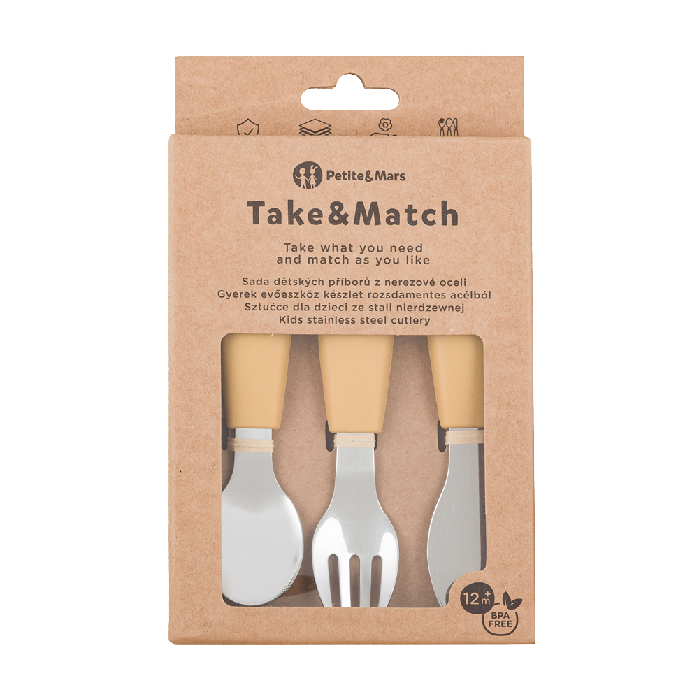 PETITE&MARS Sada příborů z nerezové oceli Take&Match Intense Ochre 12m+