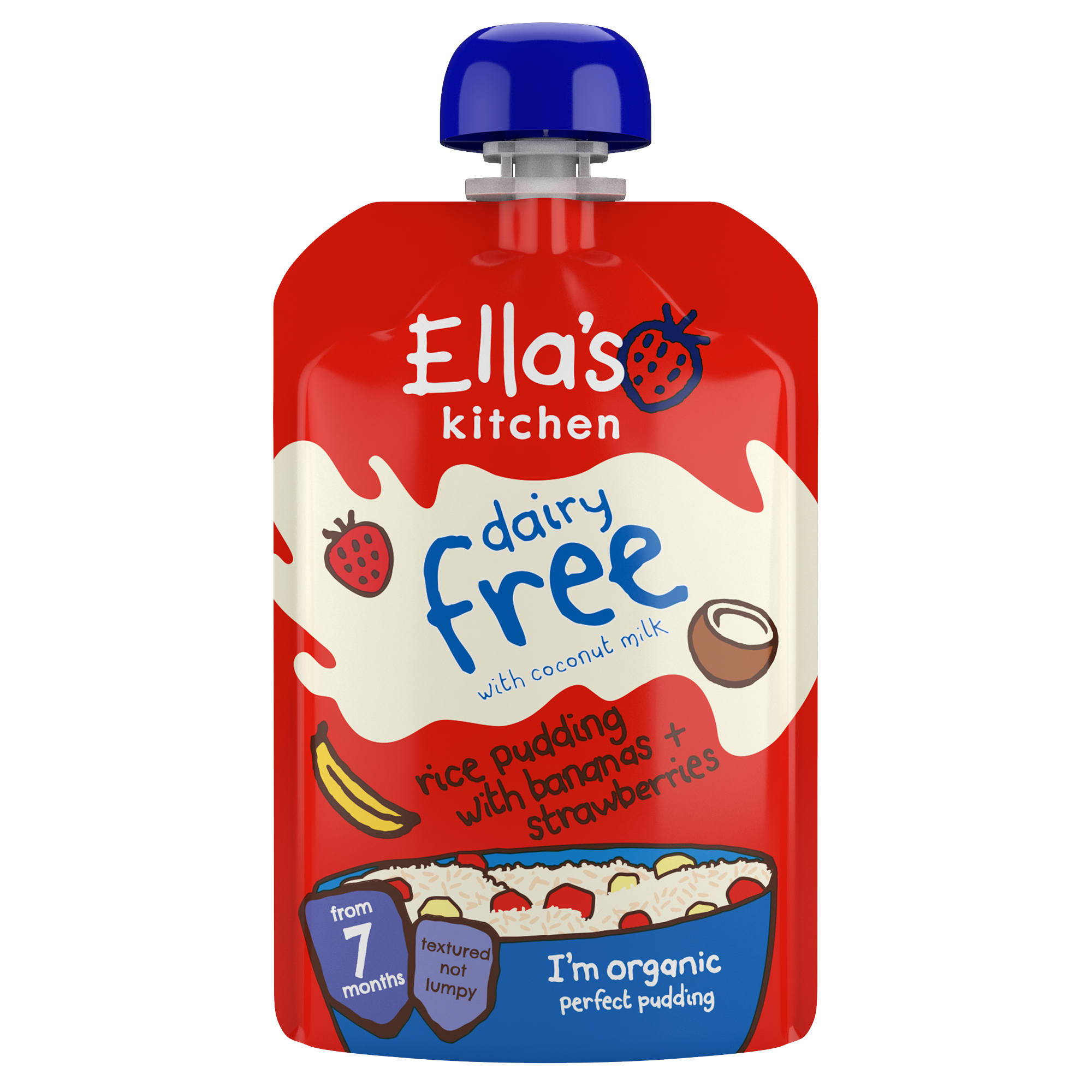 Fotografie Ella's Kitchen BIO Nemléčný rýžový nákyp s banány a jahodami 100 g