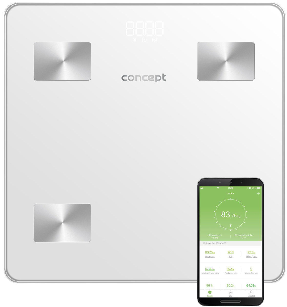 Fotografie Concept Osobní váha diagnostická Perfect Health VO4000 bílá