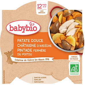 Sladké zemiaky s gaštanovým pyré a farmárskou perličkou