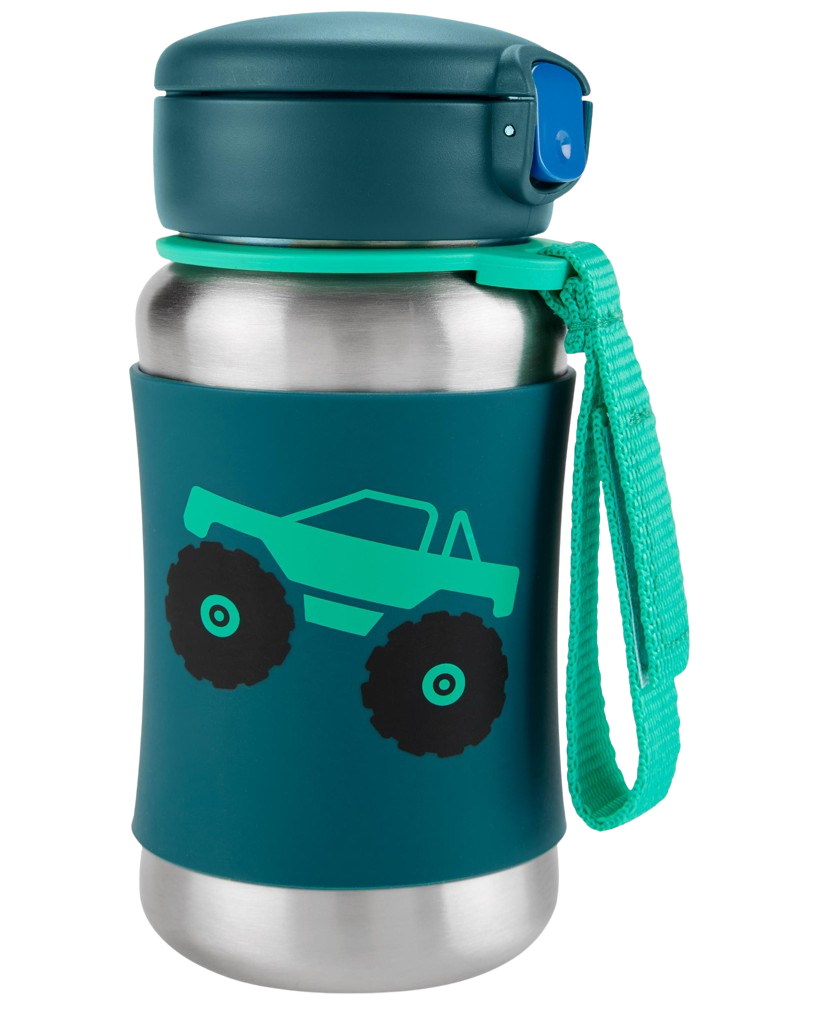 SKIP HOP Spark Style Láhev s brčkem na vodu nerez Monster Truck 12m+ 350 ml
