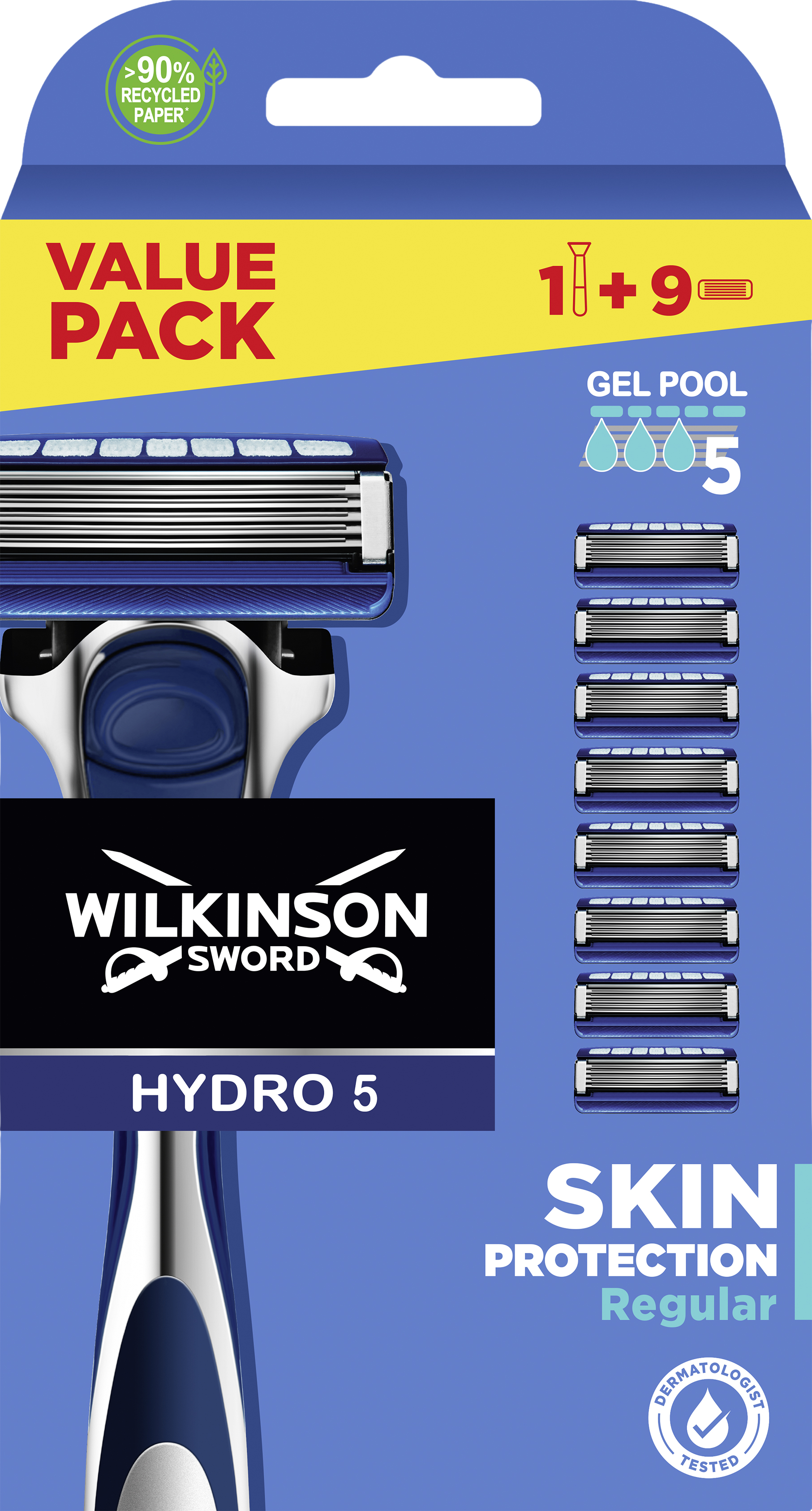Fotografie Wilkinson Sword Hydro 5 Protection XXL Strojek + náhradní hlavice 9 ks