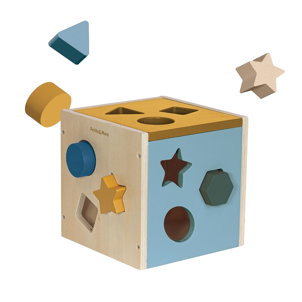 Fotografie PETITE&MARS Hračka dřevěná třídící Gravity Wood of Mars 12m+ Cosmic Blue