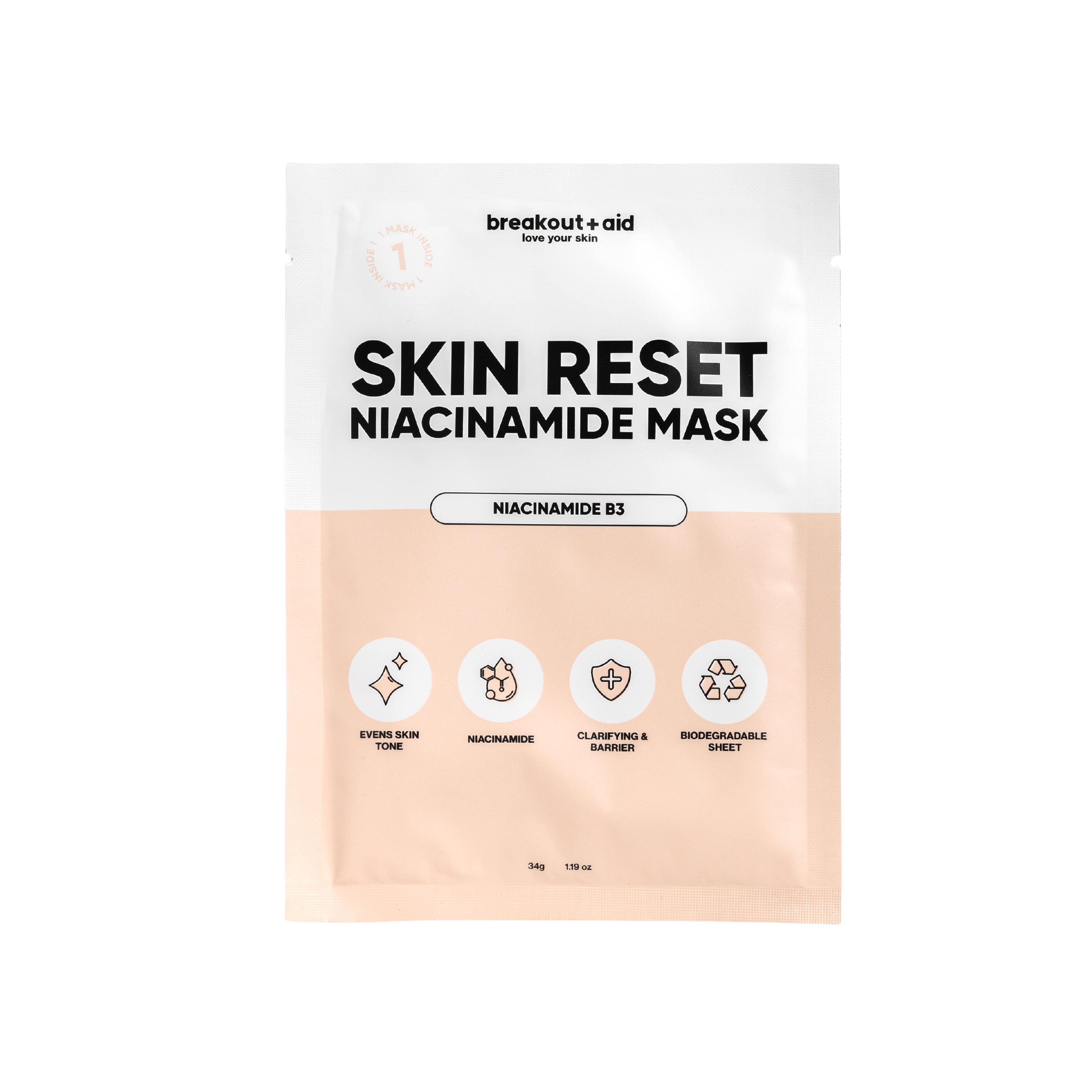 Fotografie BREAKOUT+AID Zklidňující maska s niacinamidem 34 g