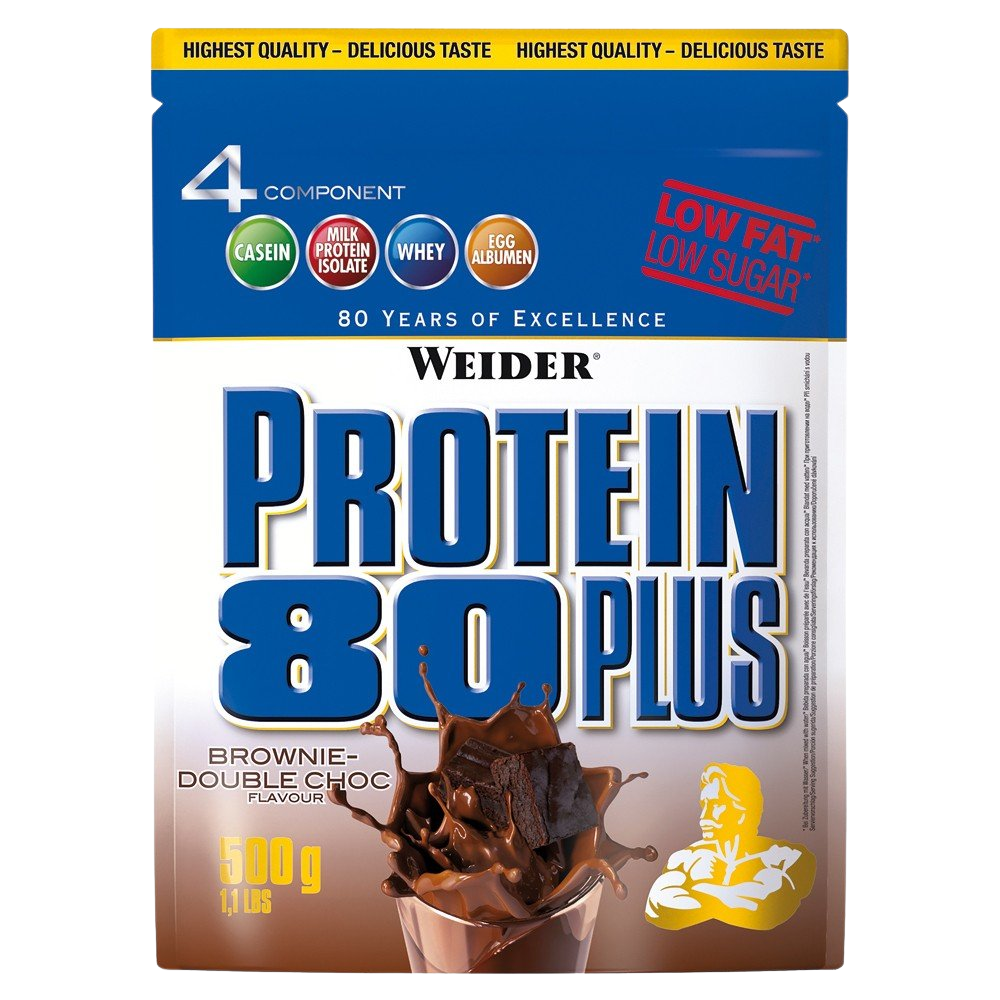 Fotografie Weider Protein 80 Plus , Brownie Double chocolate 500 g
