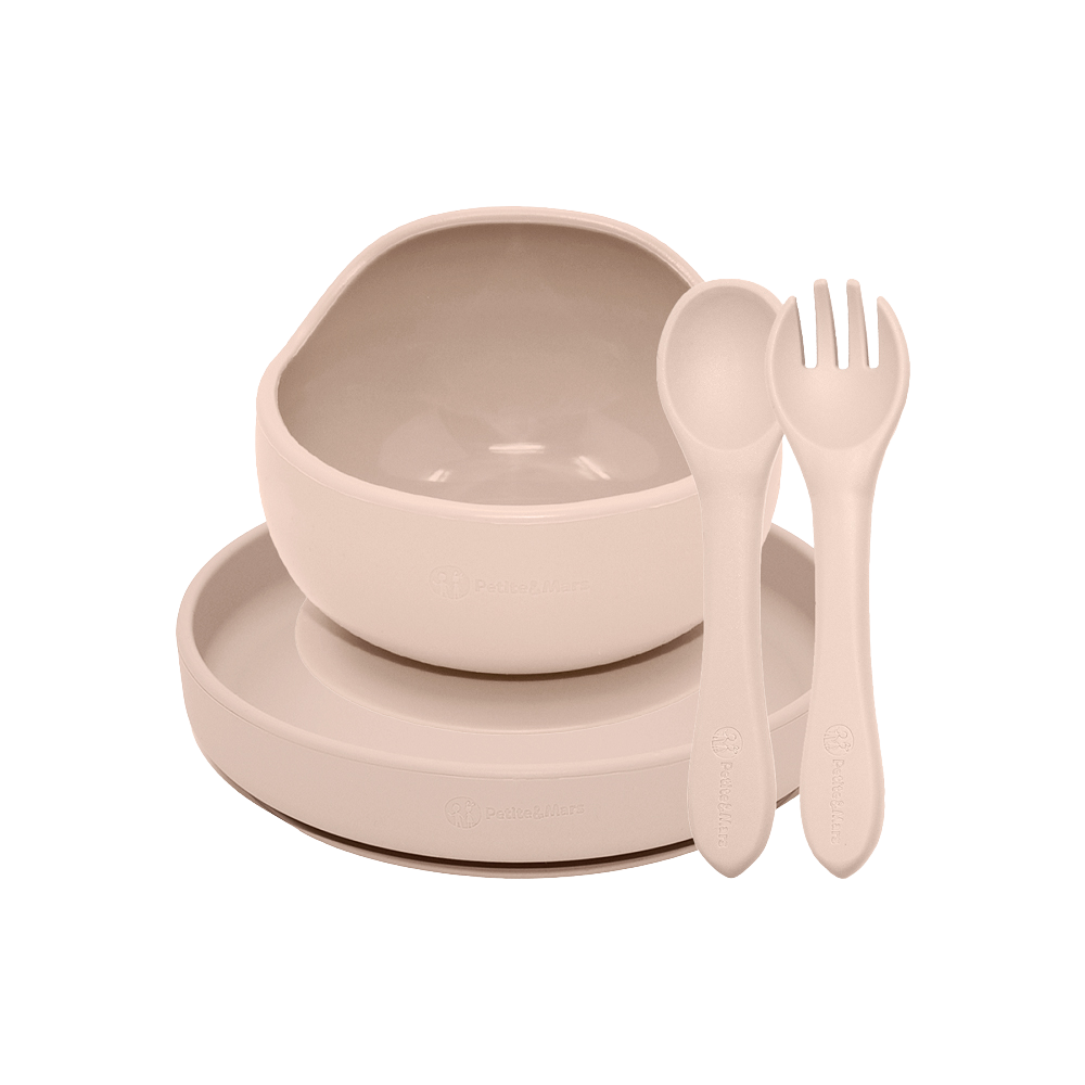 Fotografie PETITE&MARS Set jídelní silikonový TAKE&MATCH Desert Sand 6m+ 3 ks