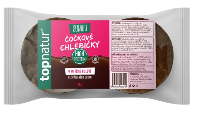 TOPNATUR Slim&fit Čočkové chlebíčky v nízkosacharidové mléčné polevě 70 g