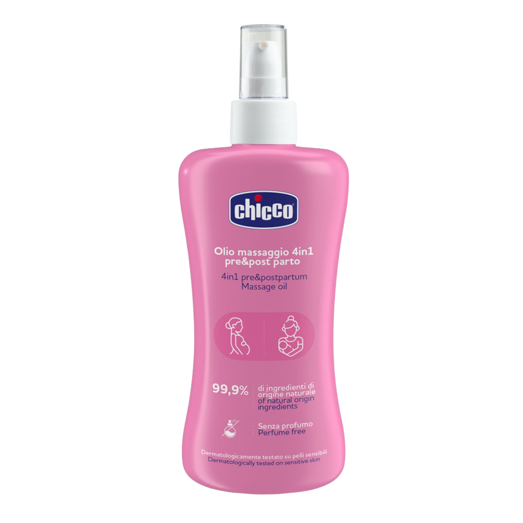 Fotografie CHICCO Olej masážní před a po porodu 4v1, 200 ml