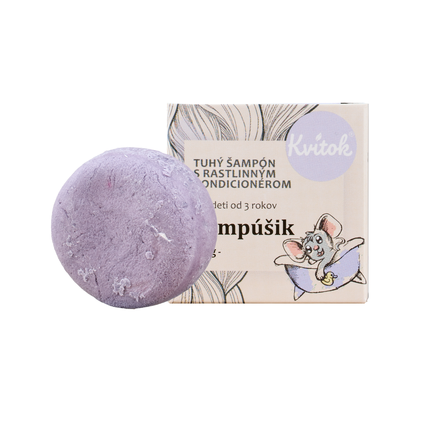 Fotografie KVITOK Dětský tuhý šampon s kondicionérem Šampónek 25 g
