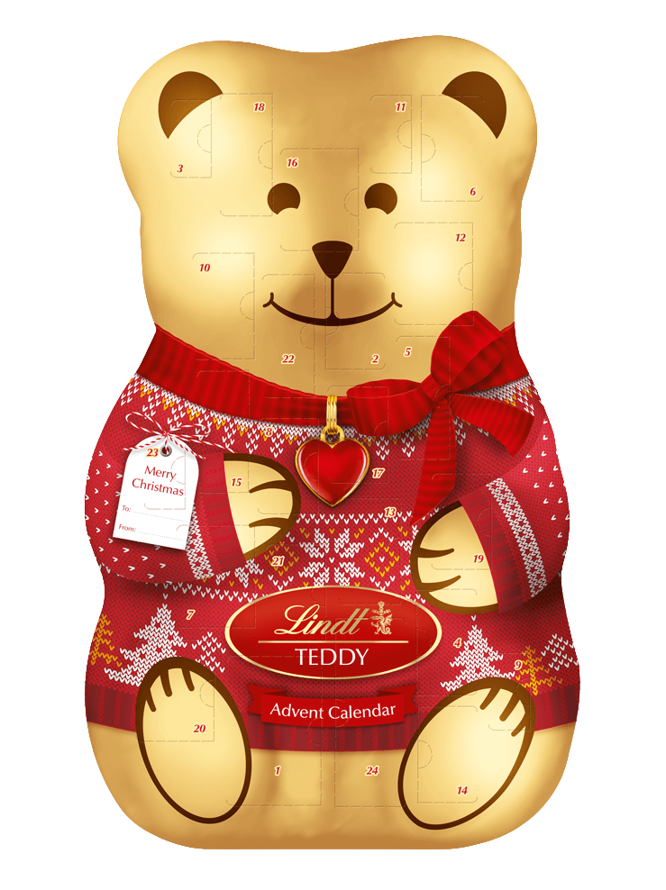 LINDT Vánoční Adventní Kalendář ve tvaru Medvídka 310 g