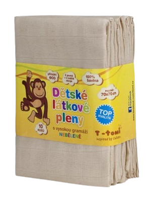 T-Tomi ECO látkové TETRA plienky, nebielené 70 x 70 cm 10 ks
