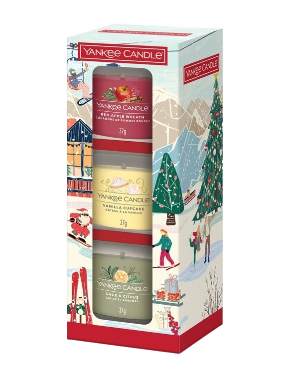 Fotografie Yankee Candle Dárková sada 3 skleněných votivních svíček Holiday Party 2025