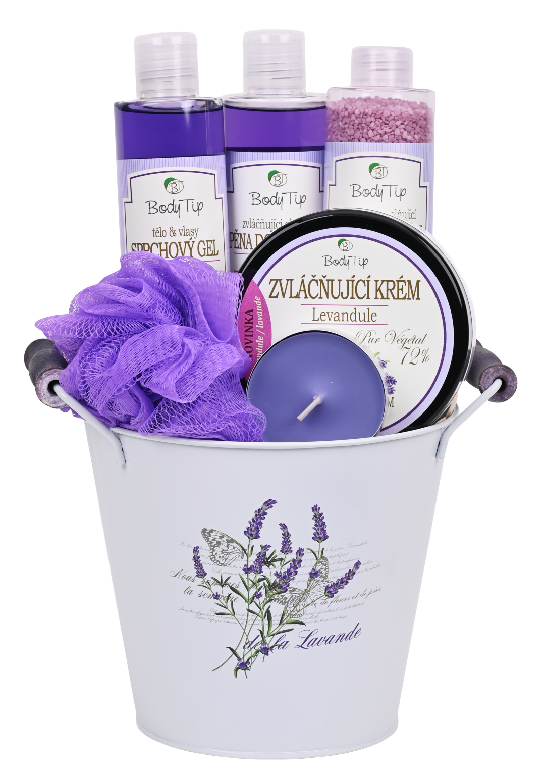 VIVACO Dárkové balení levandule - Krém na obličej a tělo + sprchový gel + pěna do koupele + sůl do koupele + 2x dárek