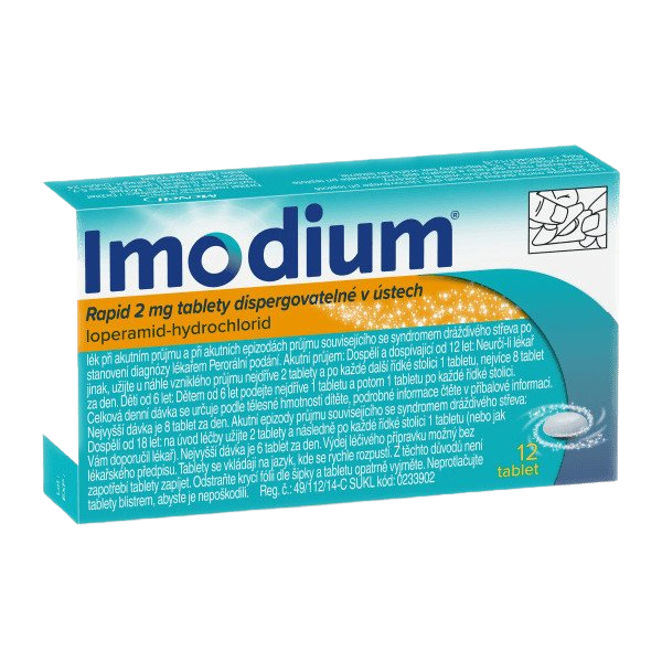 Fotografie IMODIUM Rapid 2 mg dispergovatelné v ústech 12 tablet
