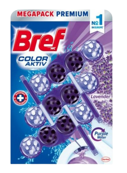 Fotografie BREF WC blok Power Aktiv lavender 3 x 50 g
