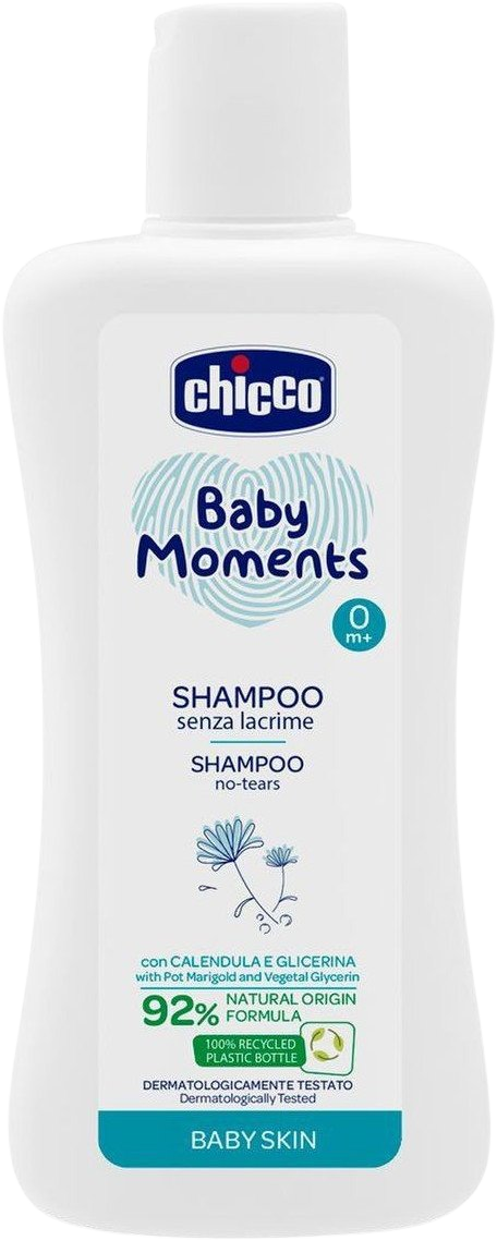 Chicco Šampón na vlasy Baby Moments 92 % prírodných zložiek 200 ml