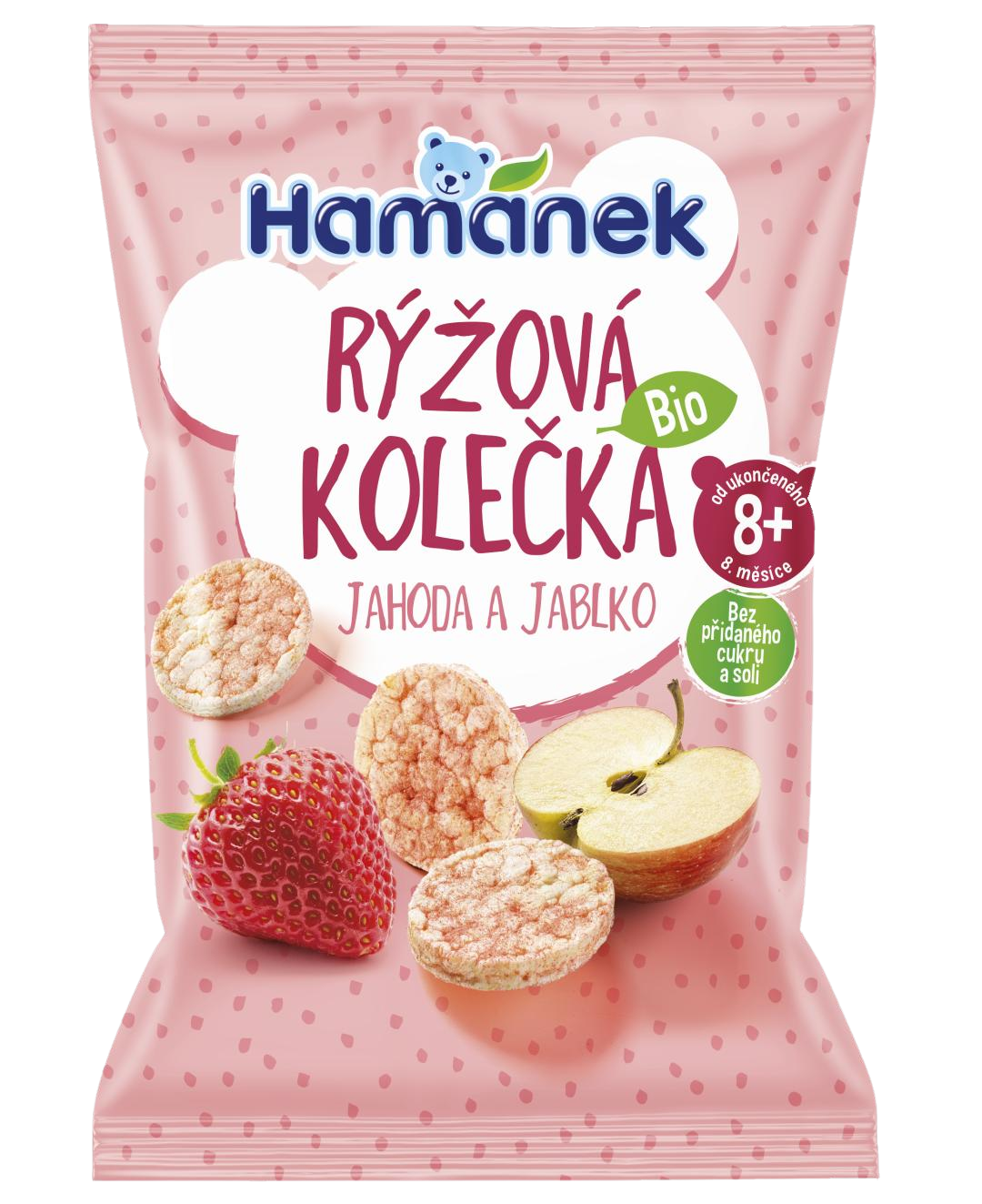 HAMÁNEK BIO Rýžová kolečka Jahoda&Jablko 35 g