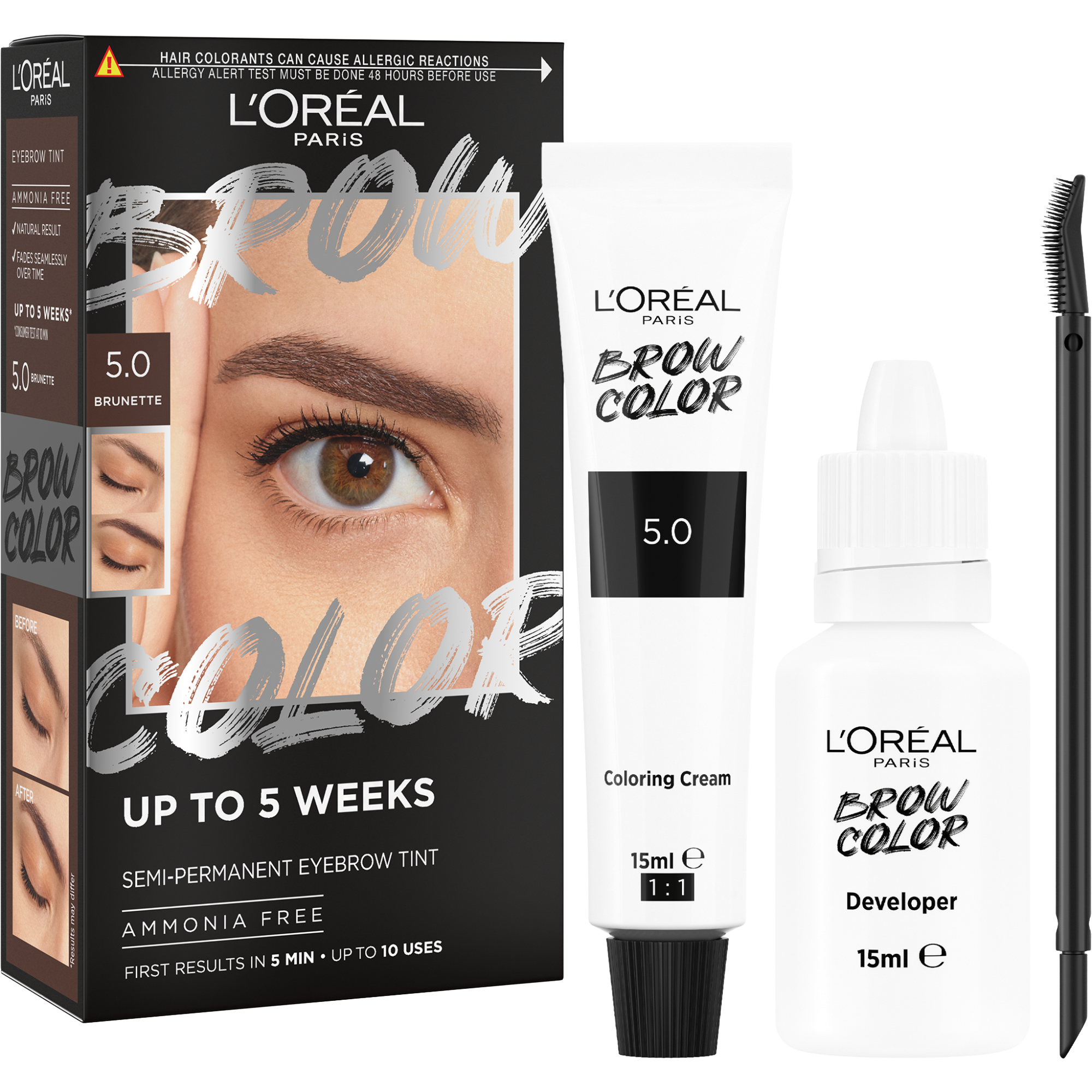 L'Oréal Paris Brow Color 5.0 Brunette semi-permanentní barva na obočí
