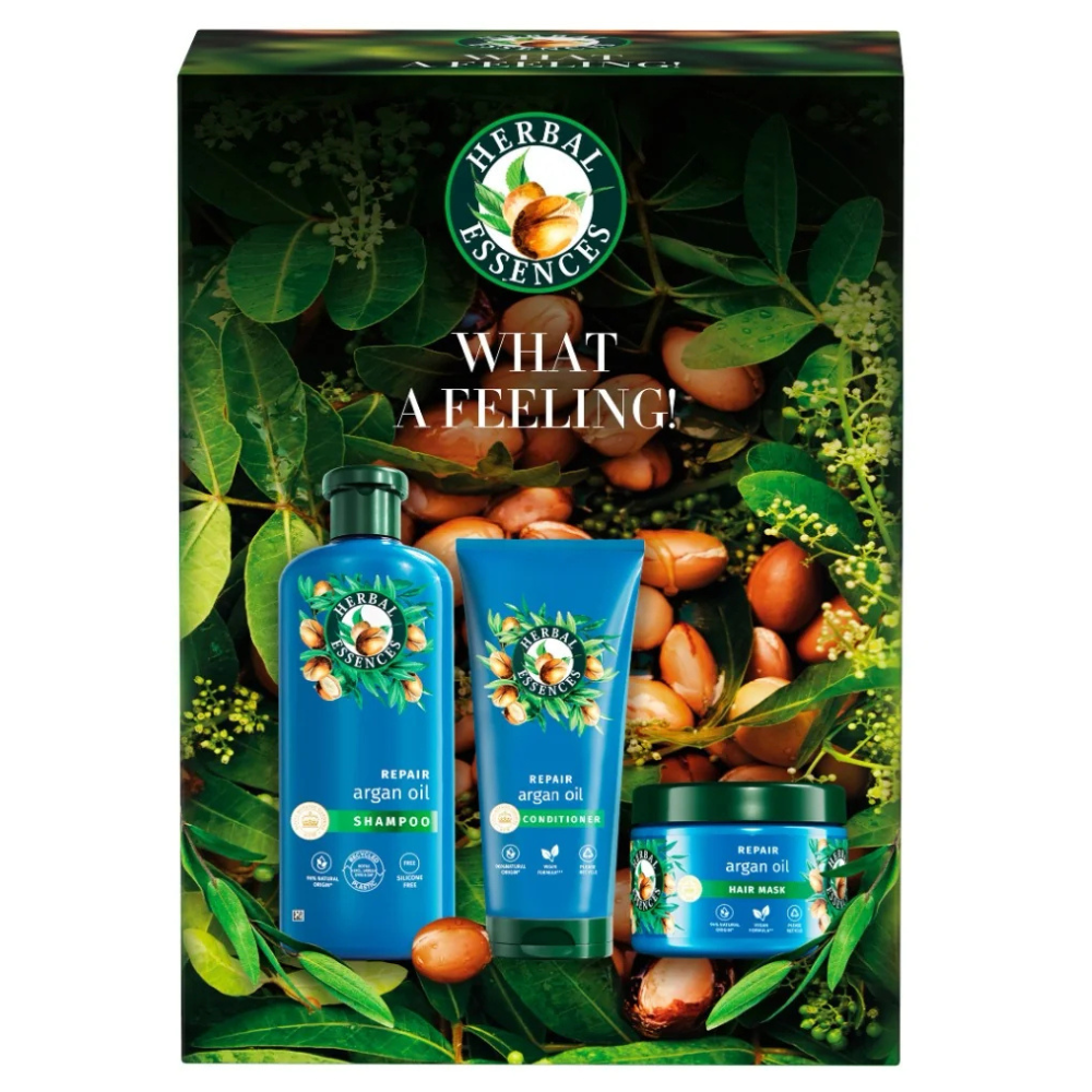 Herbal Essences Xmass sada Argan Repair šampon, kondicionér a maska 3 ks
