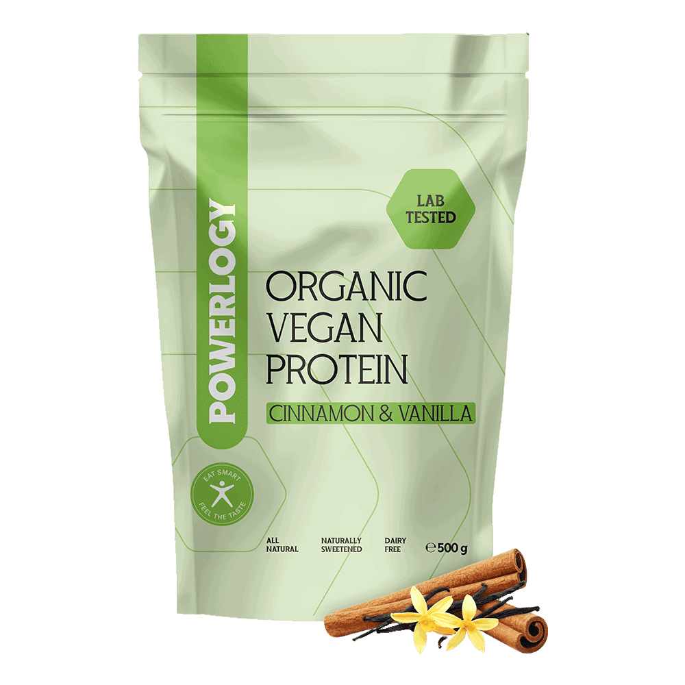 Fotografie POWERLOGY Organic Vegan Protein Cinnamon and Vanilla 500 g