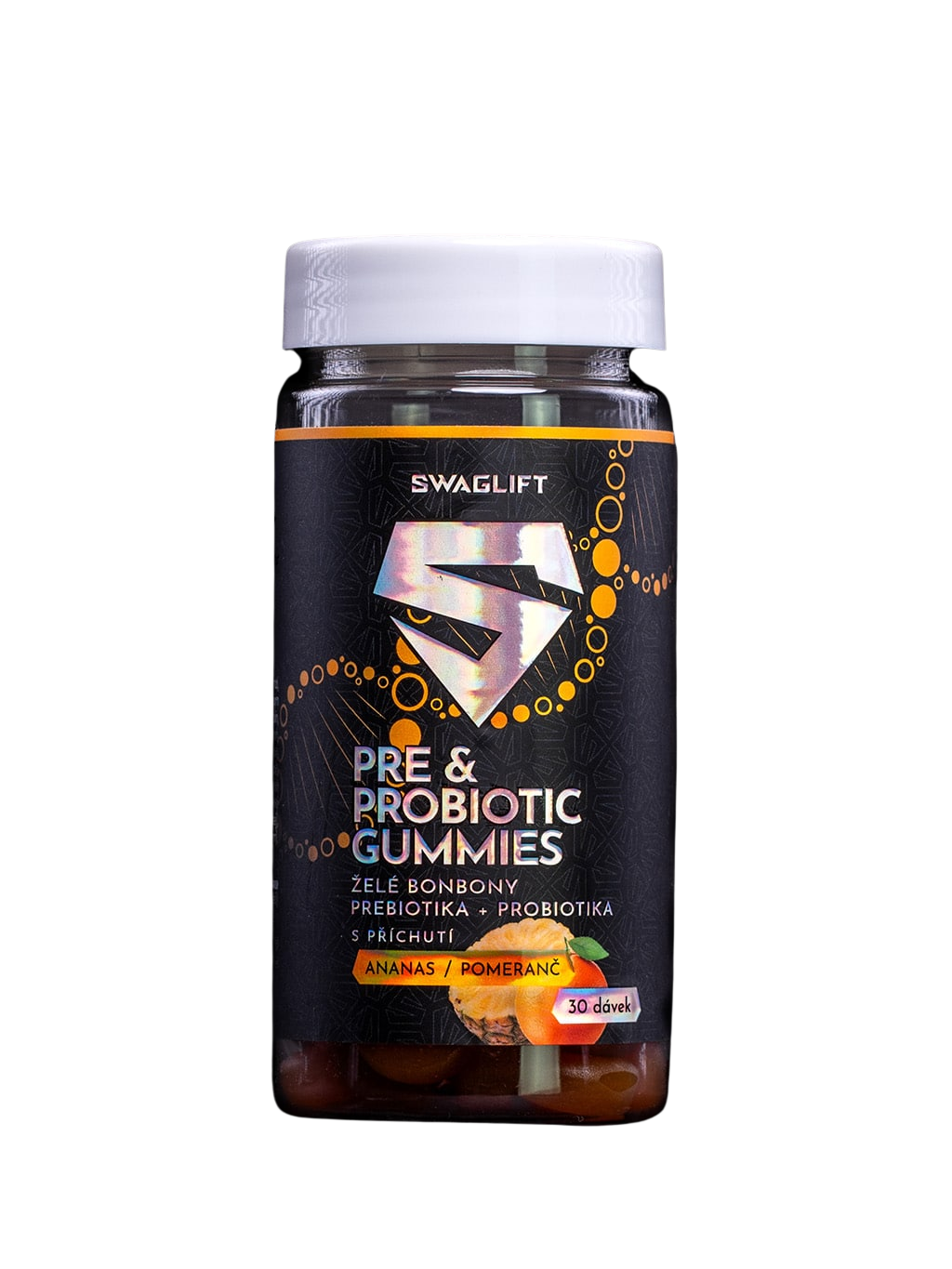 Fotografie SWAGLIFT Pre & probiotic gummies s příchutí ananasu a pomeranče 60 ks