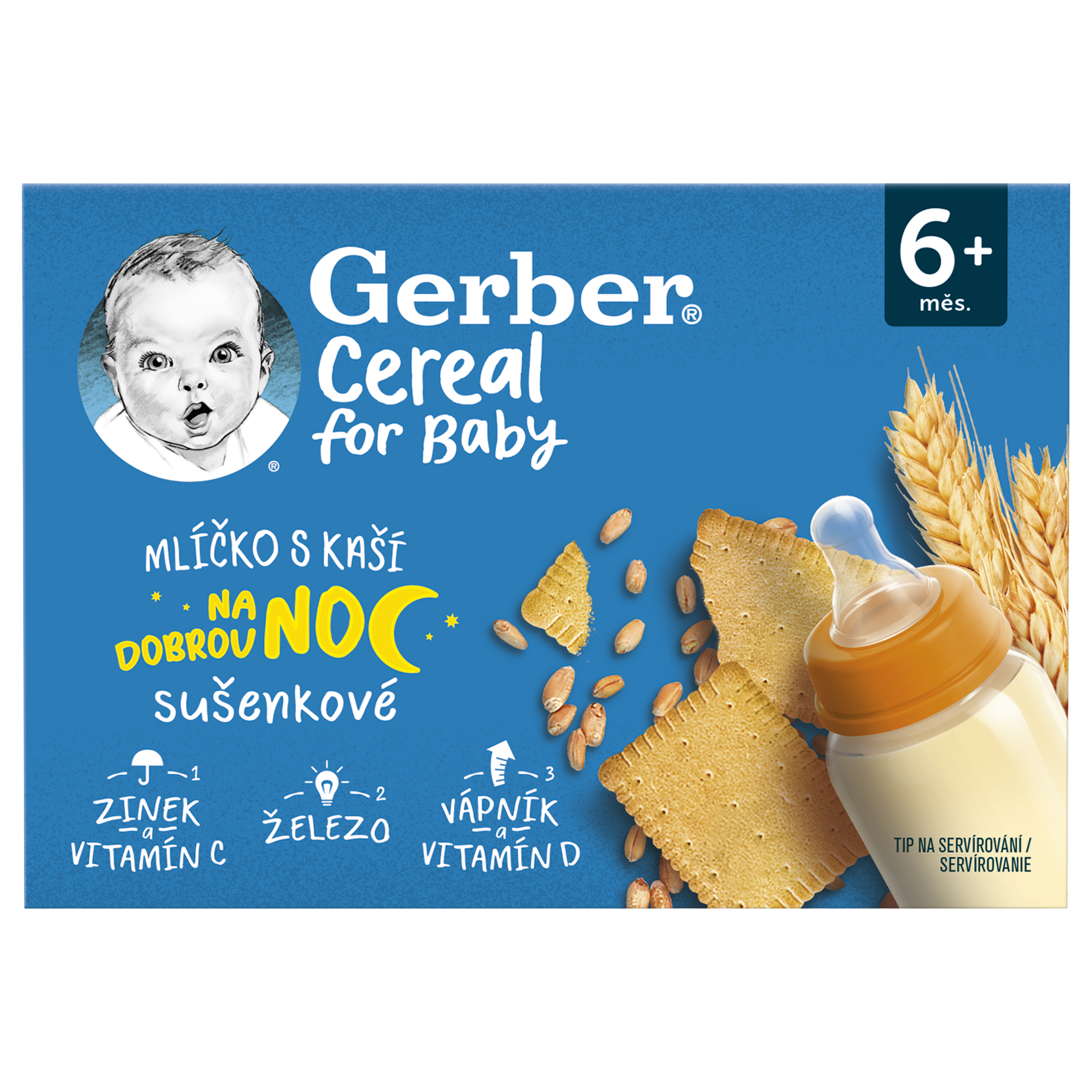 GERBER Cereal mliečko s kašou dobrú noc sušienkové 6m+.2 x 200 ml