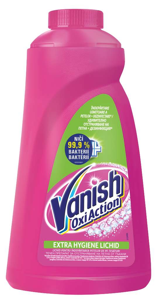 Vanish Oxi Action Extra hygiene 10 praní odstraňovač škvŕn 940 ml