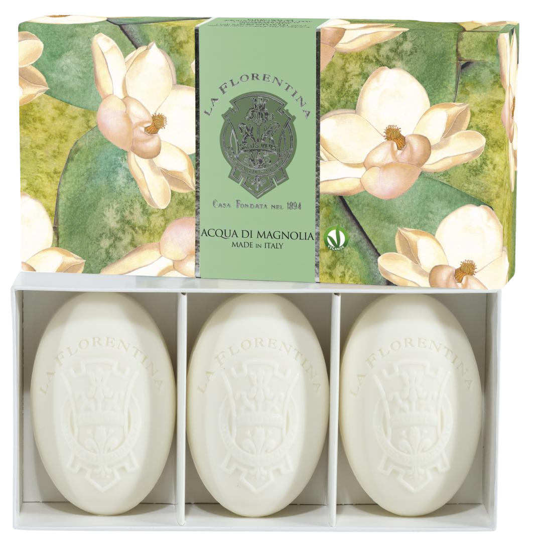 Fotografie LA FLORENTINA Tuhé mýdlo Aqua di Magnolia 3 x 150 g