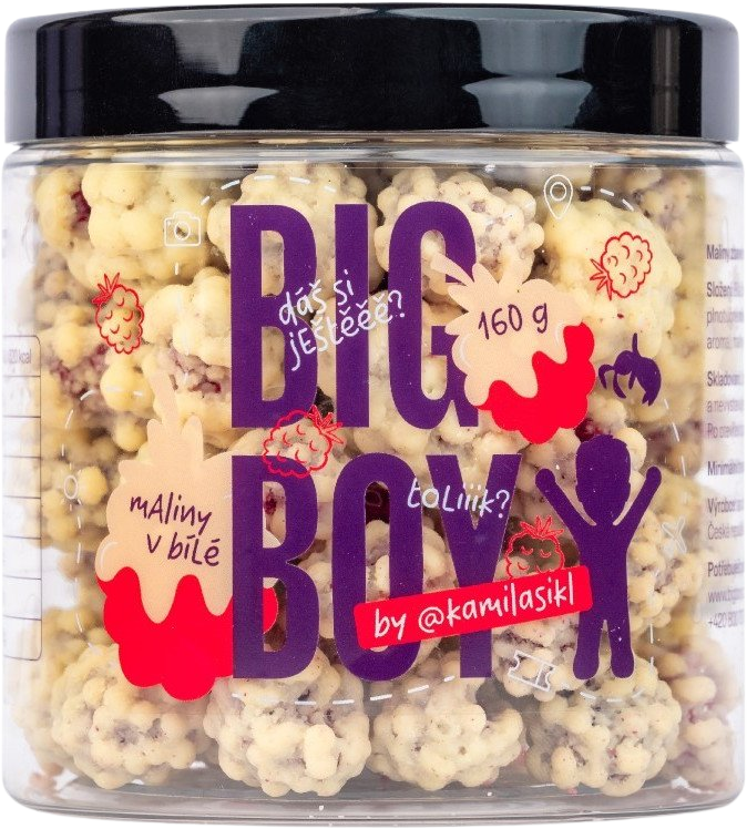 Fotografie BIG BOY® Maliny v bílé čokoládě 160 g